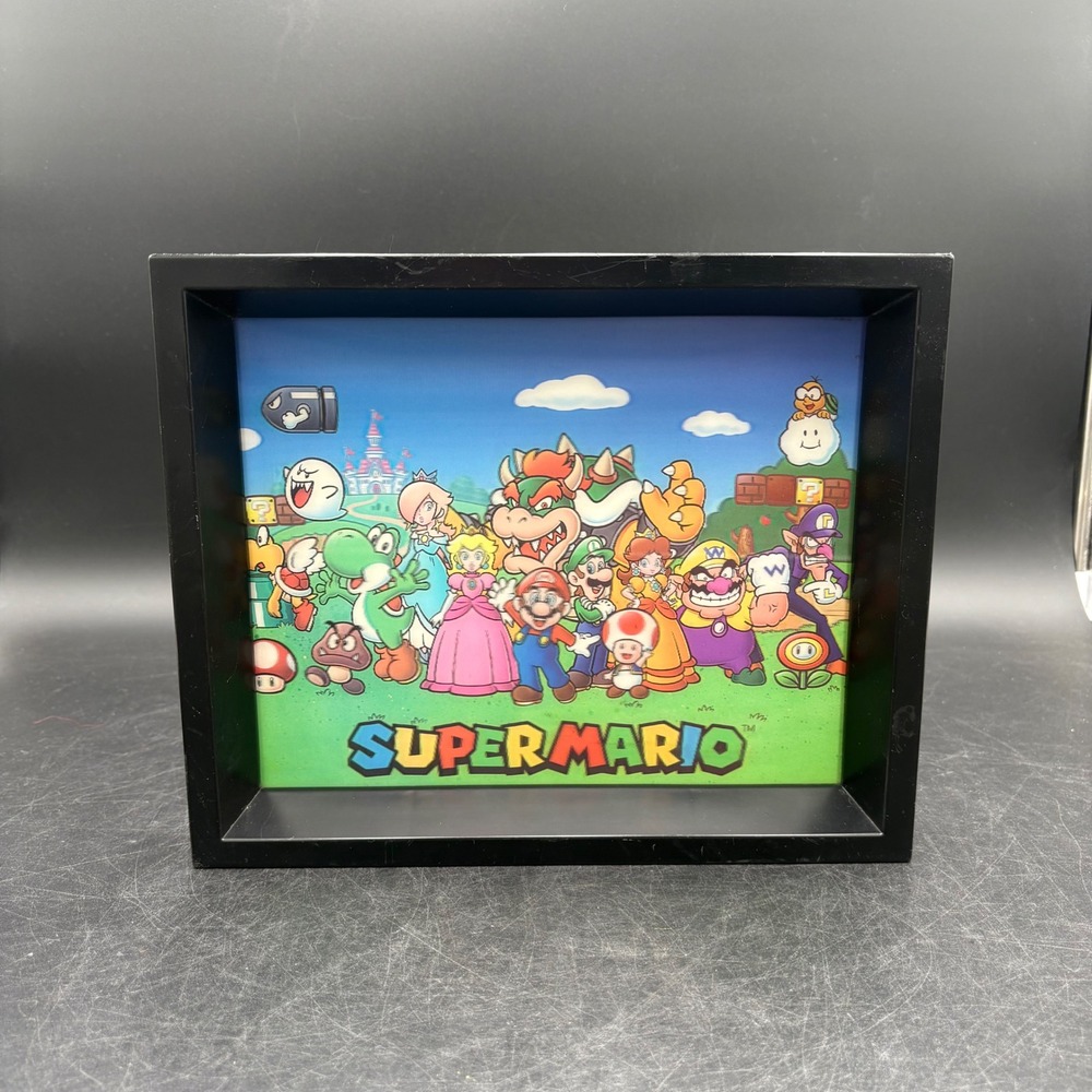 Nintendo Shadow Box Art Unisex 9x7 Black Good 3D Lenticular Super Mario Cast